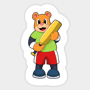 Bear at Cricket with Cricket bat Sticker